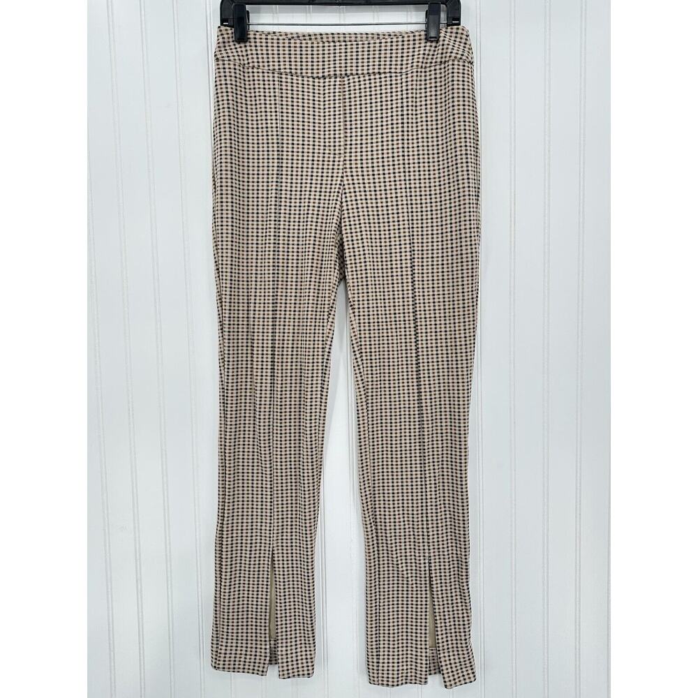 Brown Plaid Pants ILTM I Love Tyler Madison Womens Medium Slim Leg Career Preppy